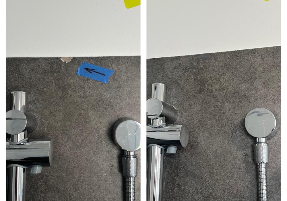 Chipped bathroom shower tile