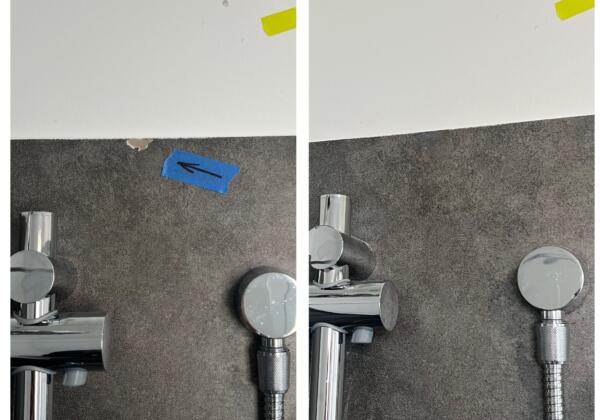 Chipped bathroom shower tile - before & after